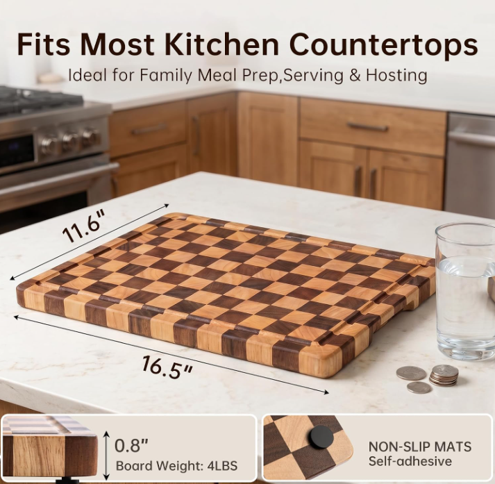 Large 17 by 12 inch wood cutting board gift